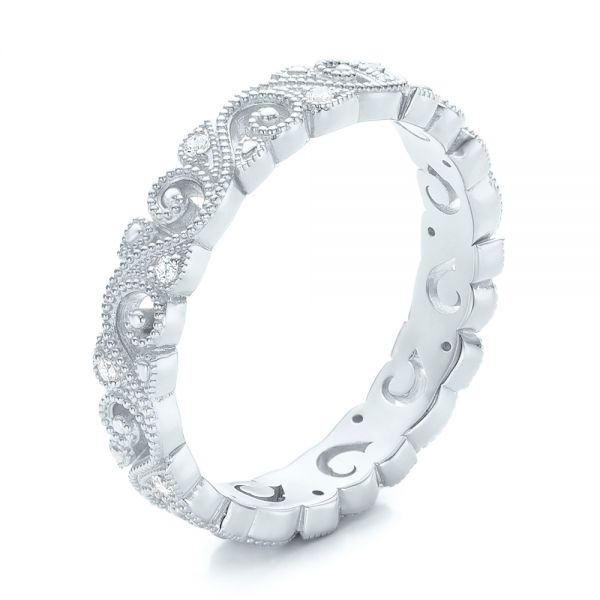 14k White Gold 14k White Gold Diamond Organic Stackable Eternity Band - Three-Quarter View -  101889