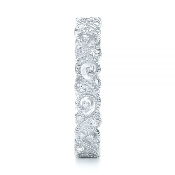 18k White Gold 18k White Gold Diamond Organic Stackable Eternity Band - Side View -  101889