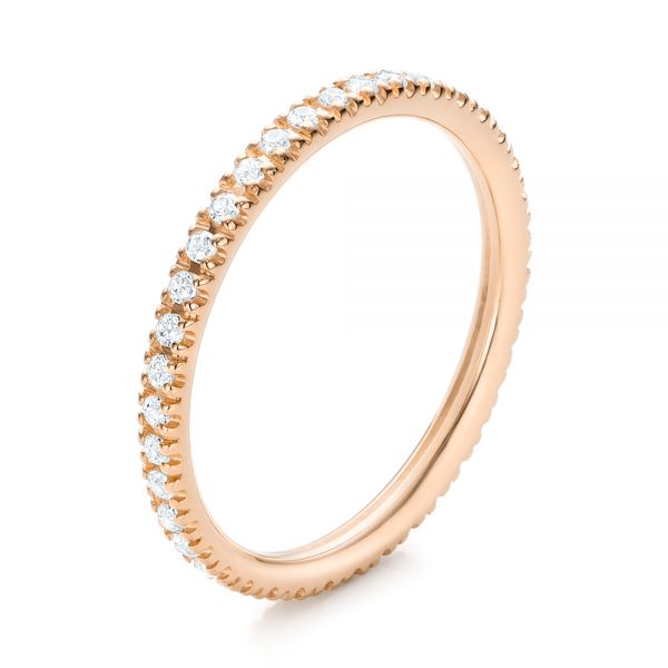18k Rose Gold 18k Rose Gold Diamond Stackable Eternity Band - Three-Quarter View - 101908