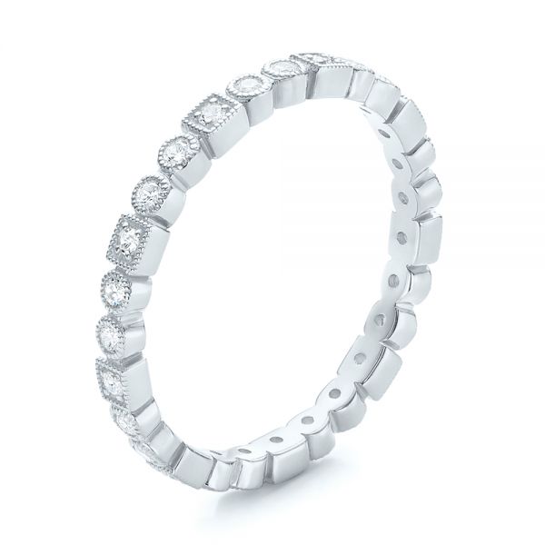 18k White Gold 18k White Gold Diamond Stackable Eternity Band - Three-Quarter View -  101924