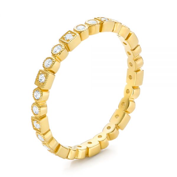 18k Yellow Gold Diamond Stackable Eternity Band - Three-Quarter View -  101924