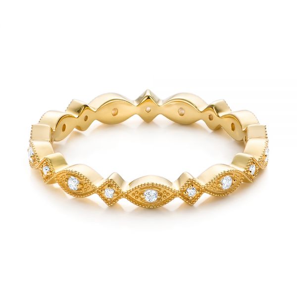 18k Yellow Gold Diamond Stackable Eternity Band - Flat View -  101891