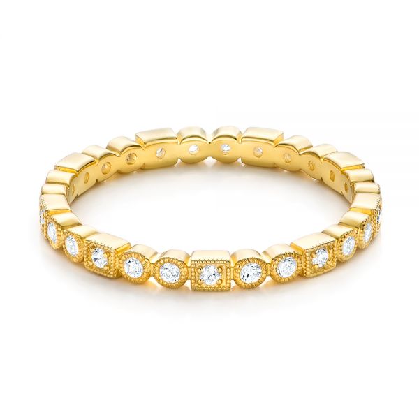 18k Yellow Gold Diamond Stackable Eternity Band - Flat View -  101924