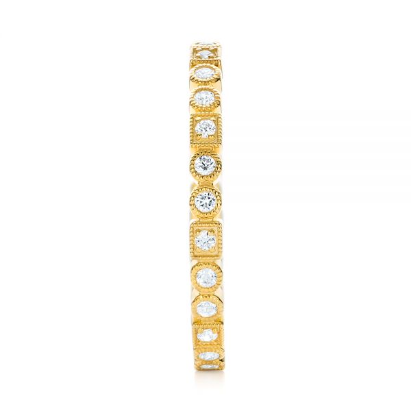 18k Yellow Gold Diamond Stackable Eternity Band - Side View -  101924