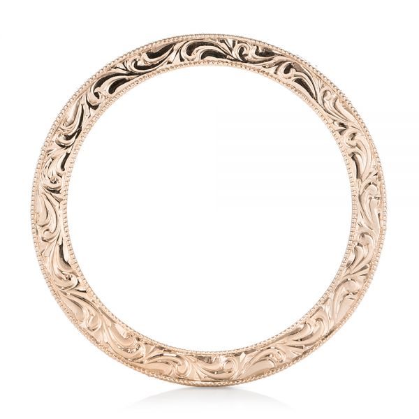 18k Rose Gold 18k Rose Gold Hand Engraved Wedding Band - Front View -  102438