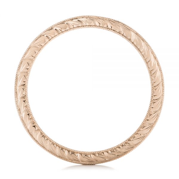 14k Rose Gold 14k Rose Gold Hand Engraved Wedding Band - Front View - 103462
