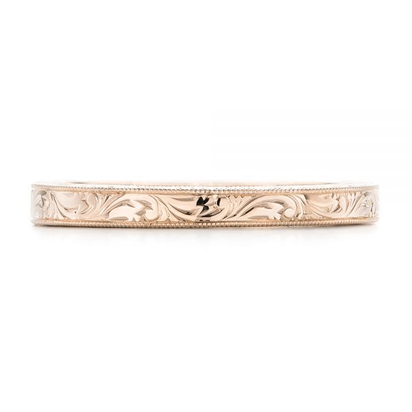 14k Rose Gold 14k Rose Gold Hand Engraved Wedding Band - Top View -  102438