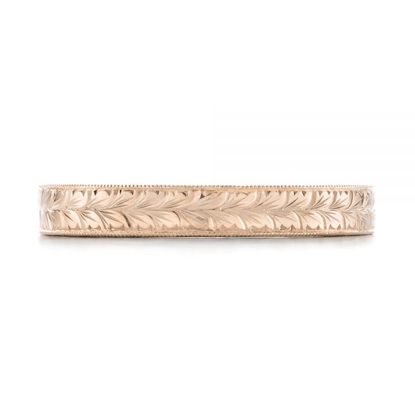 14k Rose Gold 14k Rose Gold Hand Engraved Wedding Band - Top View - 103462