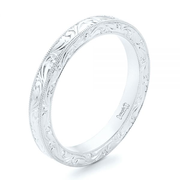  Platinum Platinum Hand Engraved Wedding Band - Three-Quarter View -  102438