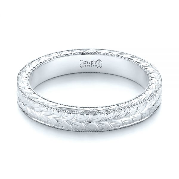  Platinum Platinum Hand Engraved Wedding Band - Flat View -  103462