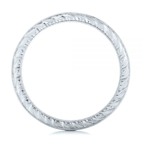 18k White Gold 18k White Gold Hand Engraved Wedding Band - Front View -  103462