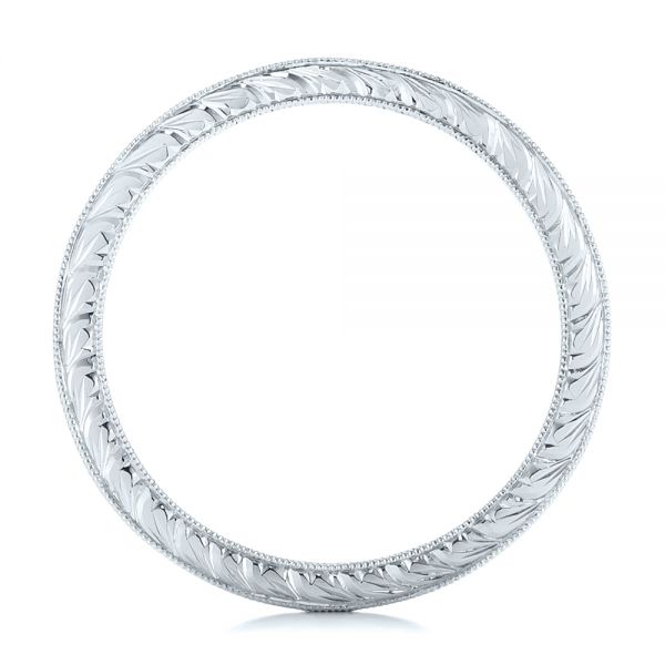 14k White Gold 14k White Gold Hand Engraved Wedding Band - Front View - 103462