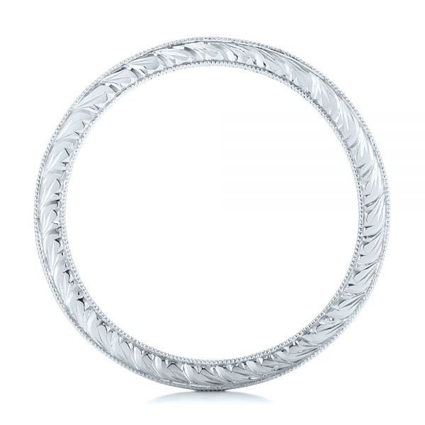 14k White Gold 14k White Gold Hand Engraved Wedding Band - Front View -  103462