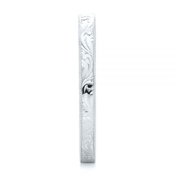 Platinum Platinum Hand Engraved Wedding Band - Side View -  102438