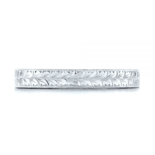 14k White Gold 14k White Gold Hand Engraved Wedding Band - Top View - 103462