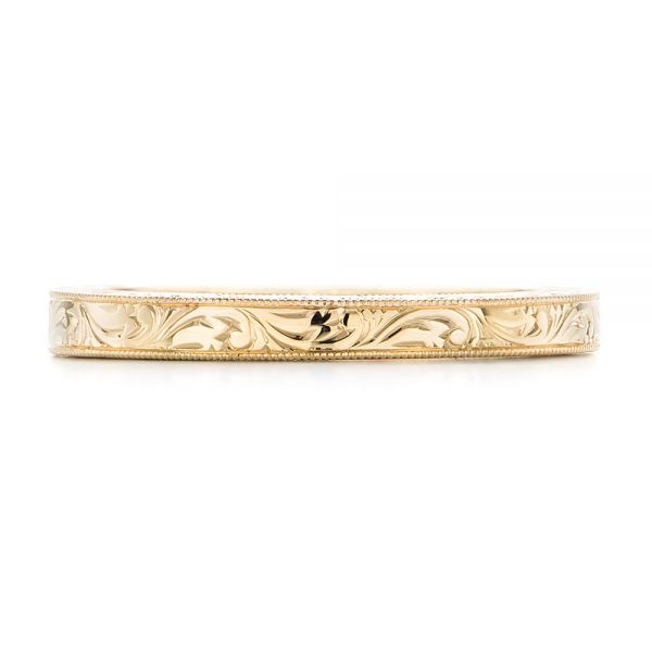 14k Yellow Gold Hand Engraved Wedding Band - Top View -  102438