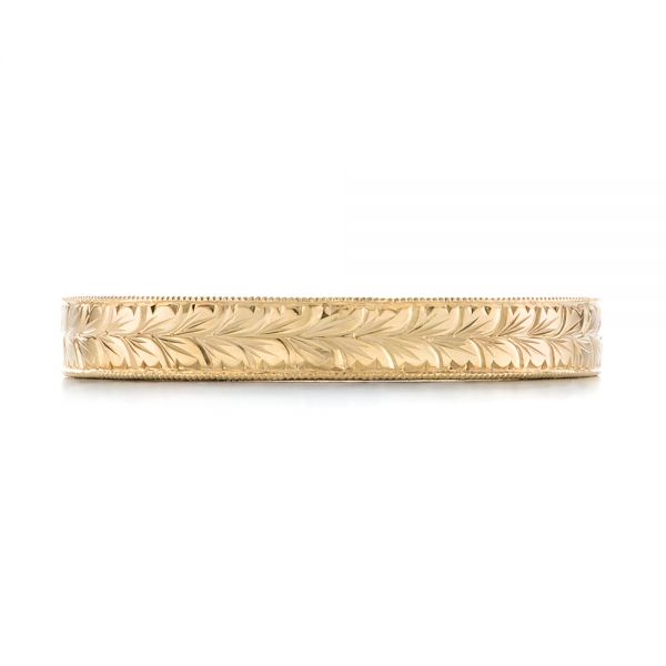 14k Yellow Gold Hand Engraved Wedding Band - Top View -  103462