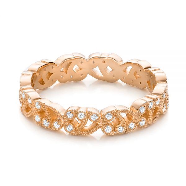 18k Rose Gold 18k Rose Gold Organic Diamond Stackable Eternity Band - Flat View -  101901