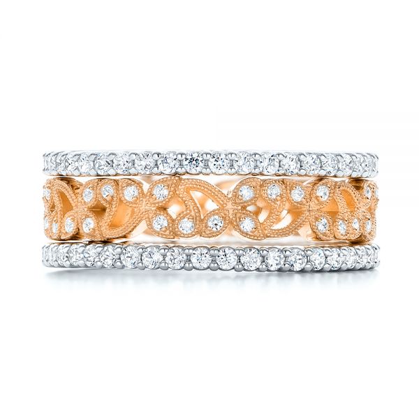 18k Rose Gold 18k Rose Gold Organic Diamond Stackable Eternity Band - Front View -  101901