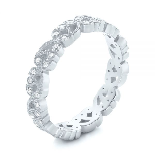 14k White Gold 14k White Gold Organic Diamond Stackable Eternity Band - Three-Quarter View -  101901