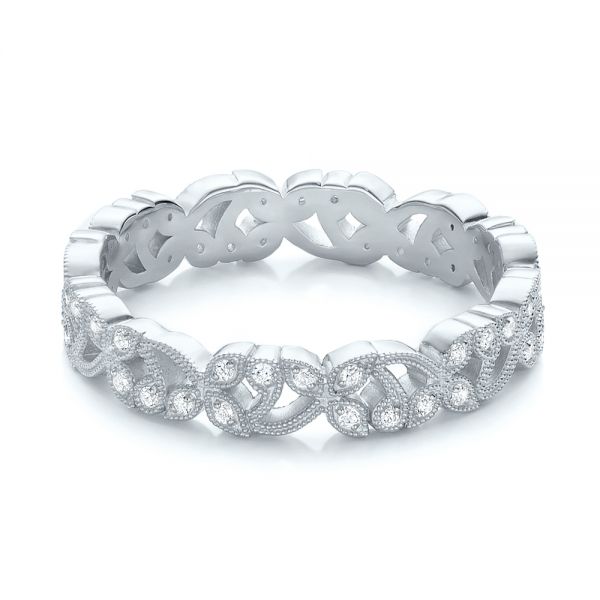 14k White Gold 14k White Gold Organic Diamond Stackable Eternity Band - Flat View -  101901