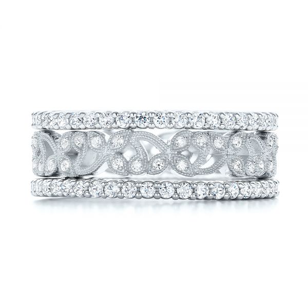 14k White Gold 14k White Gold Organic Diamond Stackable Eternity Band - Front View -  101901