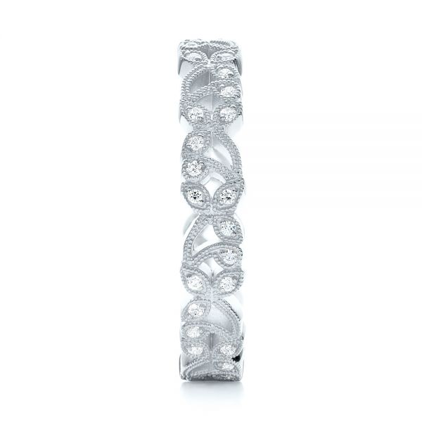 14k White Gold 14k White Gold Organic Diamond Stackable Eternity Band - Side View -  101901