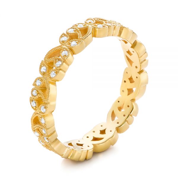 18k Yellow Gold 18k Yellow Gold Organic Diamond Stackable Eternity Band - Three-Quarter View -  101901