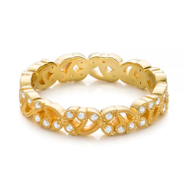 18k Yellow Gold 18k Yellow Gold Organic Diamond Stackable Eternity Band - Flat View -  101901