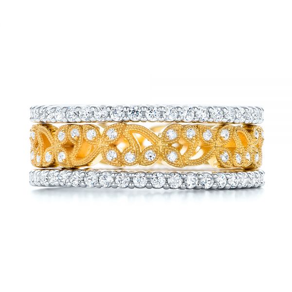 14k Yellow Gold 14k Yellow Gold Organic Diamond Stackable Eternity Band - Front View -  101901