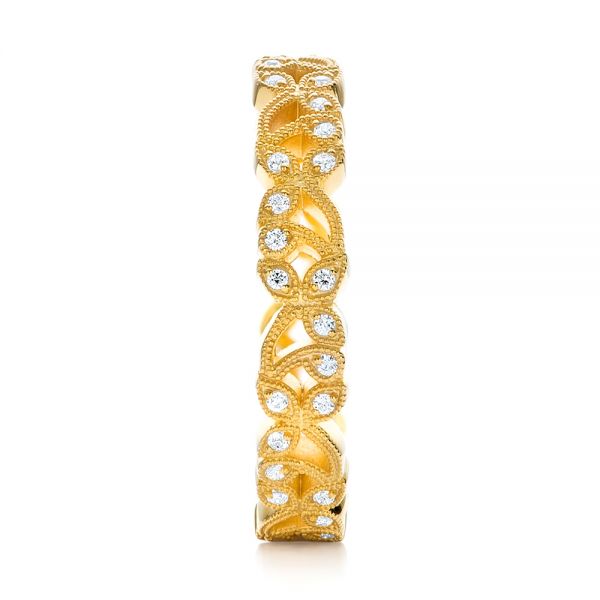 18k Yellow Gold 18k Yellow Gold Organic Diamond Stackable Eternity Band - Side View -  101901