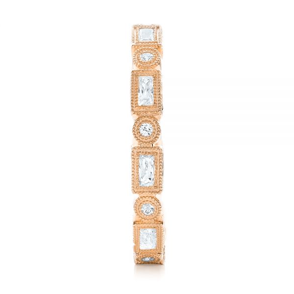 18k Rose Gold 18k Rose Gold Round And Baguette Diamond Stackable Eternity Band - Side View -  101944