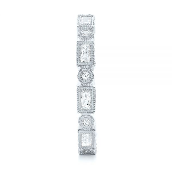 14k White Gold 14k White Gold Round And Baguette Diamond Stackable Eternity Band - Side View -  101944