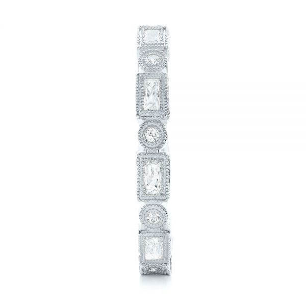 Platinum Platinum Round And Baguette Diamond Stackable Eternity Band - Side View - 101944