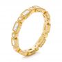 18k Yellow Gold Round And Baguette Diamond Stackable Eternity Band - Three-Quarter View -  101944 - Thumbnail