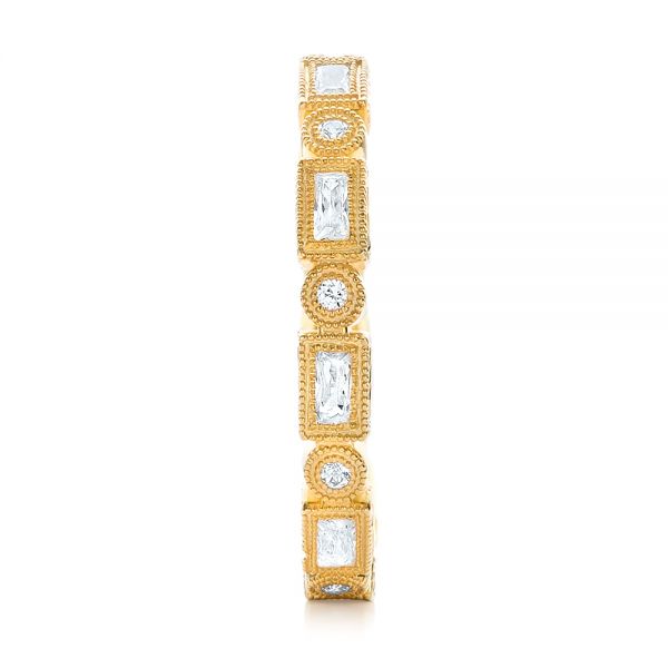 18k Yellow Gold Round And Baguette Diamond Stackable Eternity Band - Side View -  101944