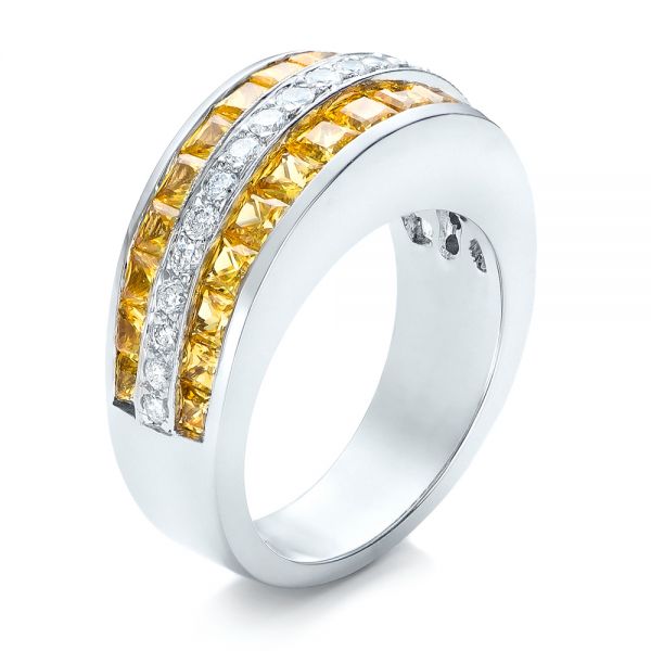 Yellow Sapphire and Diamond Anniversary Band - Image