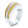 18k White Gold Yellow Sapphire And Diamond Anniversary Band - Three-Quarter View -  101366 - Thumbnail