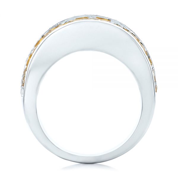 18k White Gold Yellow Sapphire And Diamond Anniversary Band - Front View -  101366