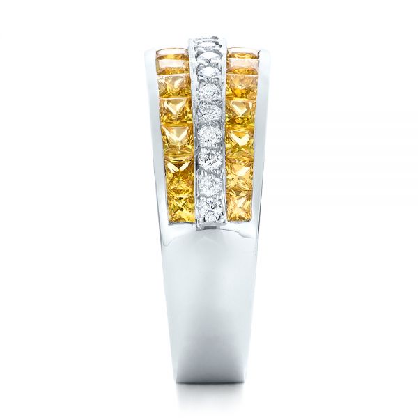 18k White Gold Yellow Sapphire And Diamond Anniversary Band - Side View -  101366