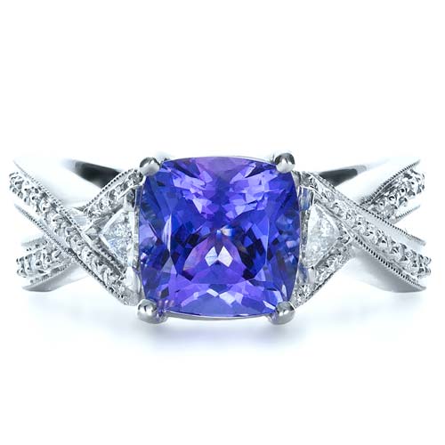 Blue Tanzanite Criss-Cross Engagement Ring