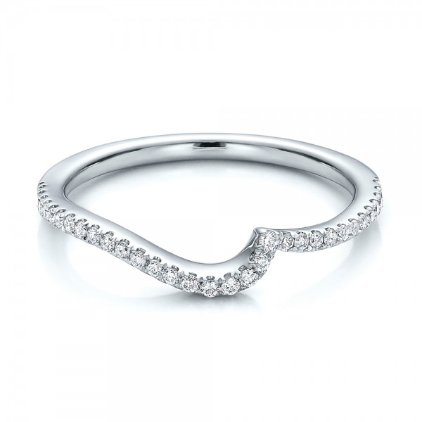 Contemporary Curved Shared Prong Diamond Wedding Band 100410 Bellevue Seattle Joseph Jewelry