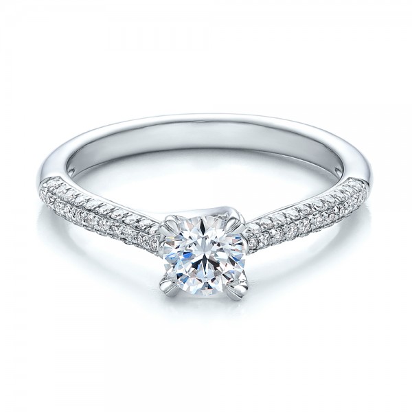 Contemporary Pave Set Diamond Engagement Ring