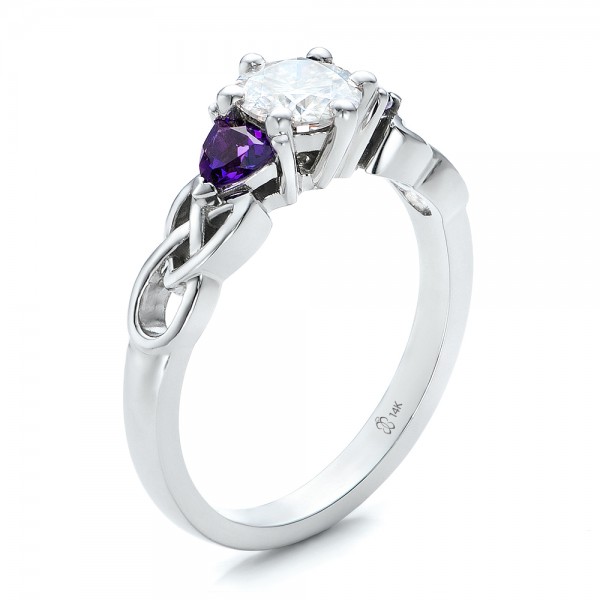 Engagement Rings-Custom Amethyst and Diamond Engagement Ring