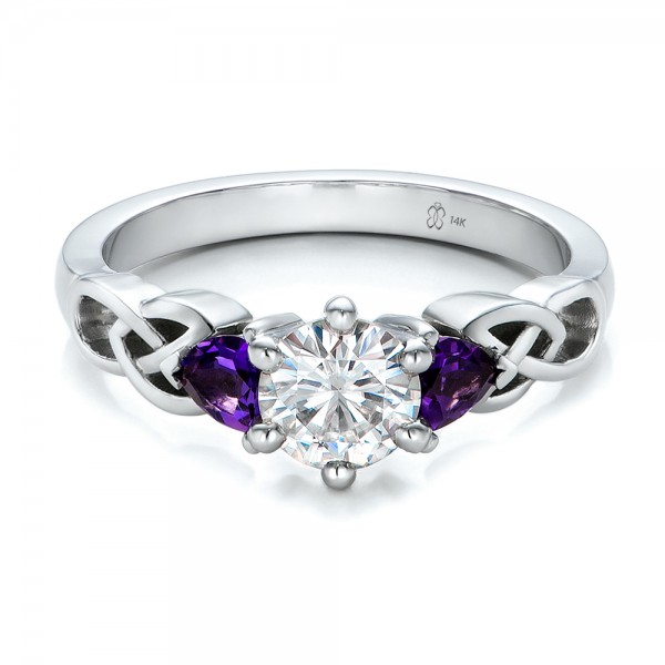 Custom Amethyst and Diamond Engagement Ring