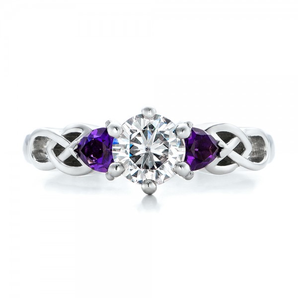 Custom Amethyst and Diamond Engagement Ring