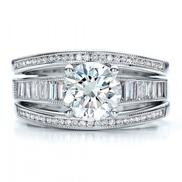 Custom Baguette Channel Engagement Ring with Jacket