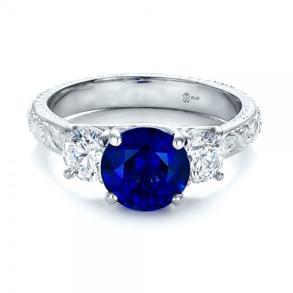 Custom Blue Sapphire and Diamond Anniversary Ring #100603 Bellevue ...