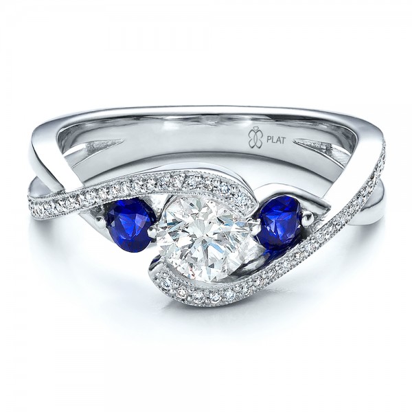 ... Engagement Rings â€º Custom Blue Sapphire and Diamond Engagement Ring