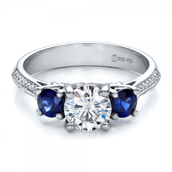 Custom Blue Sapphire and Diamond Engagement Ring 100116 Bellevue Seattle Joseph Jewelry